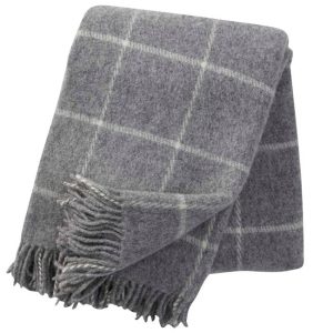 Klippan lamswollen plaid Vinga – Light Grey (130 x 200 cm)