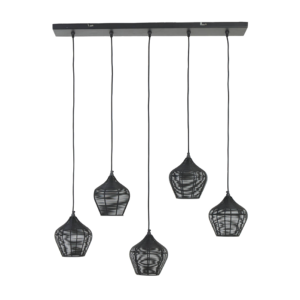 Hanglamp ALVARO – 5 Lichts Balk – Mat Zwart