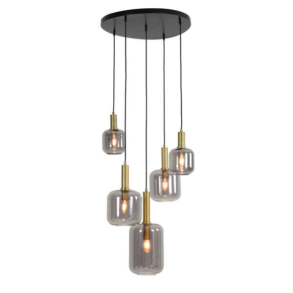 Hanglamp LEKAR 5-lichts Ø66x80cm – Antiek Brons/Smoke Glas - Afbeelding 4