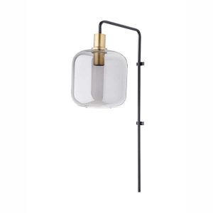 Wandlamp LEKAR 35x21x70cm – Antiek Brons/Smoke Glas
