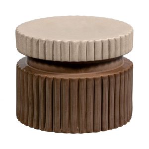 WOOOD Bijzettafel Geer Ø48x38cm Keramiek – Tan