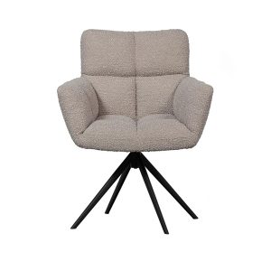 WOOOD Draaistoel Vinny met armleuning Bouclé – Zand