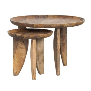 vtwonen Bijzettafel High Heels set/2 Mangohout – Naturel