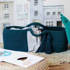 Happy Moses handgehaakte eco-katoenen Moses Mand – Petrol