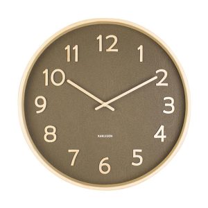 Wandklok Pure Wood Grain Ø40cm – Mosgroen