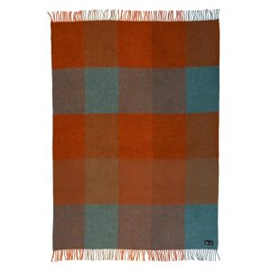 Klippan Gotlandswollen plaid Gotland Check – Orange (130 x 200 cm)