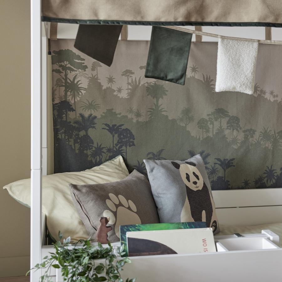 Lifetime Montessori bed 120 x 200 met Premium lattenbodem en dakconstructie Panda Paradise – Wit (Incl. stofdak, achterwand en slinger) - Afbeelding 5