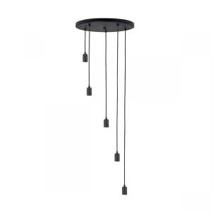 Plafondplaat Rond 5 pendels Ø45cm – Zwart