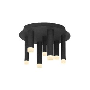 Plafondlamp Tubes 7-lichts rond 35cm – Mat zwart