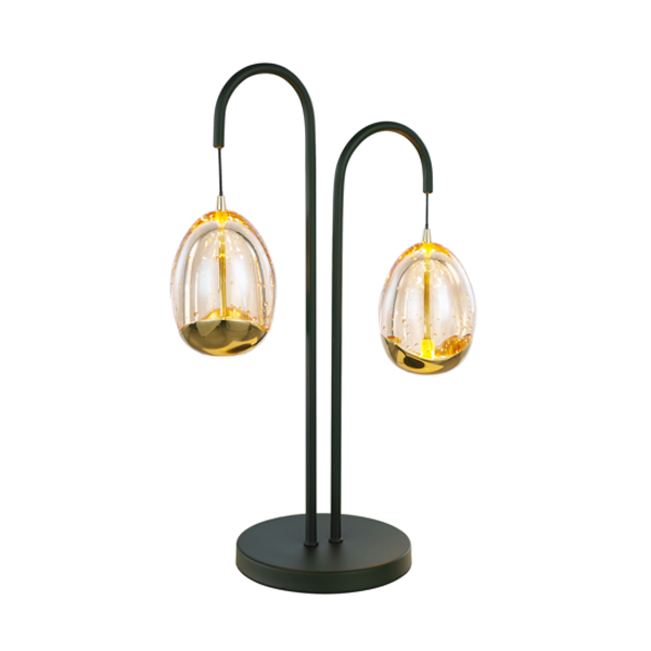 Tafellamp Egg – 2 Lichts Zwart/Goud